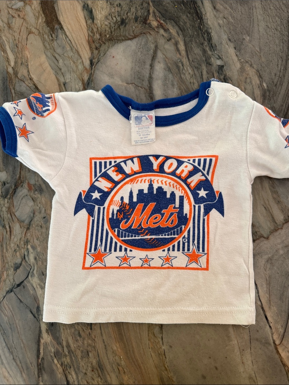 New York Mets Baby Graphic Tee - White with Blue & Orange